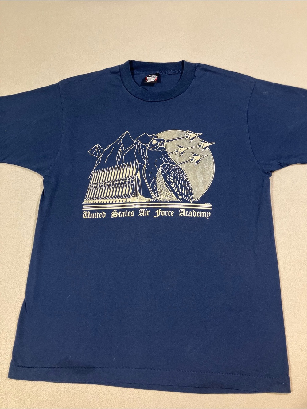VTG 80s Screen Stars Best Air Force Academy T-Shirt Single Stitch XL Blue